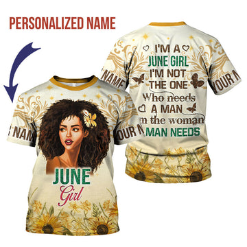 YMskins Personalized T-Shirt June Girl All Over Printed