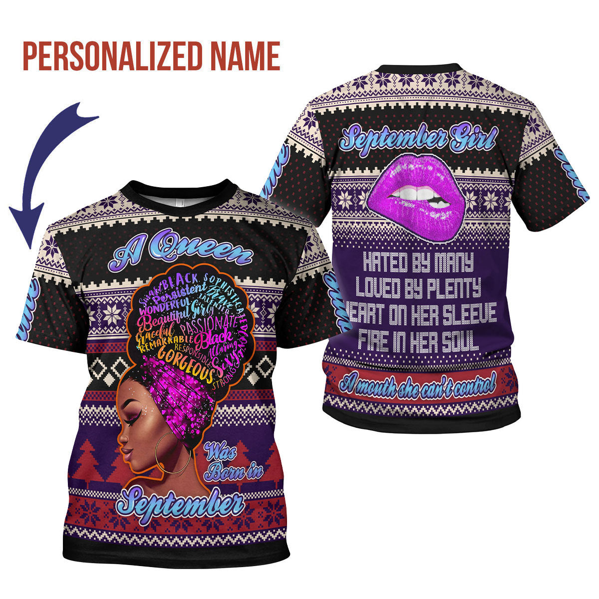 YMskins Personalized T-shirt A Queen Was Born In September All Over Printed