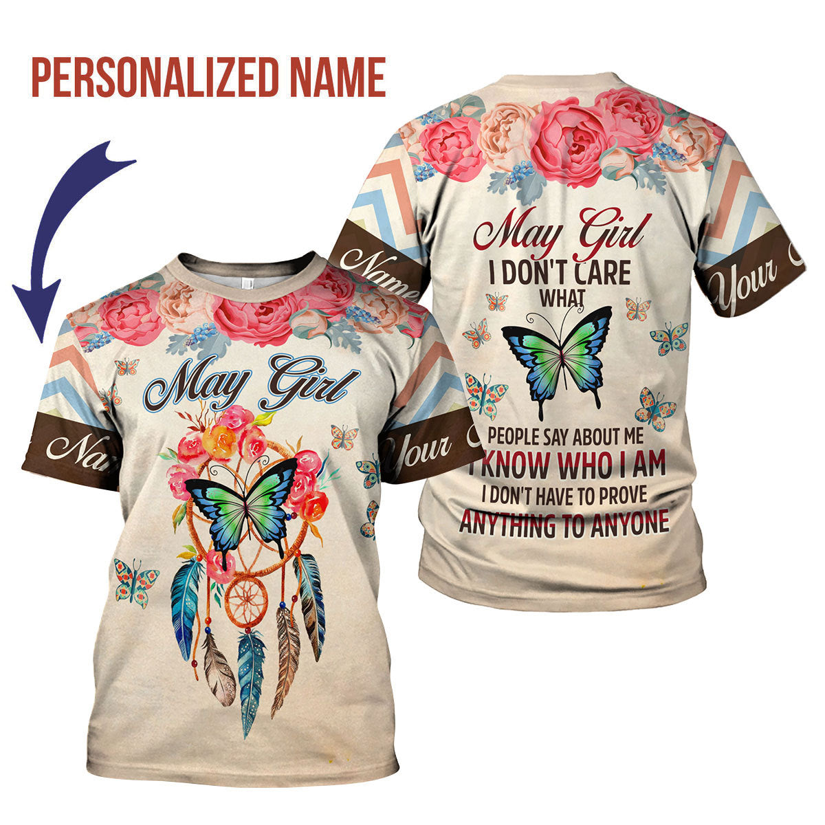 YMskins Personalized T-Shirt May Girl All Over Printed