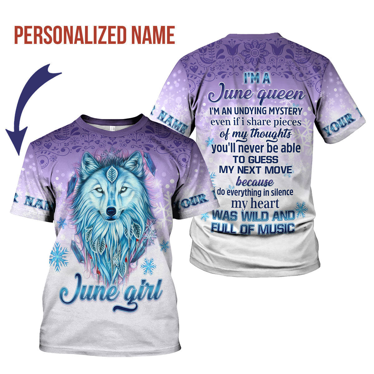 YMskins Personalized T-Shirt I'm A June Queen All Over Printed