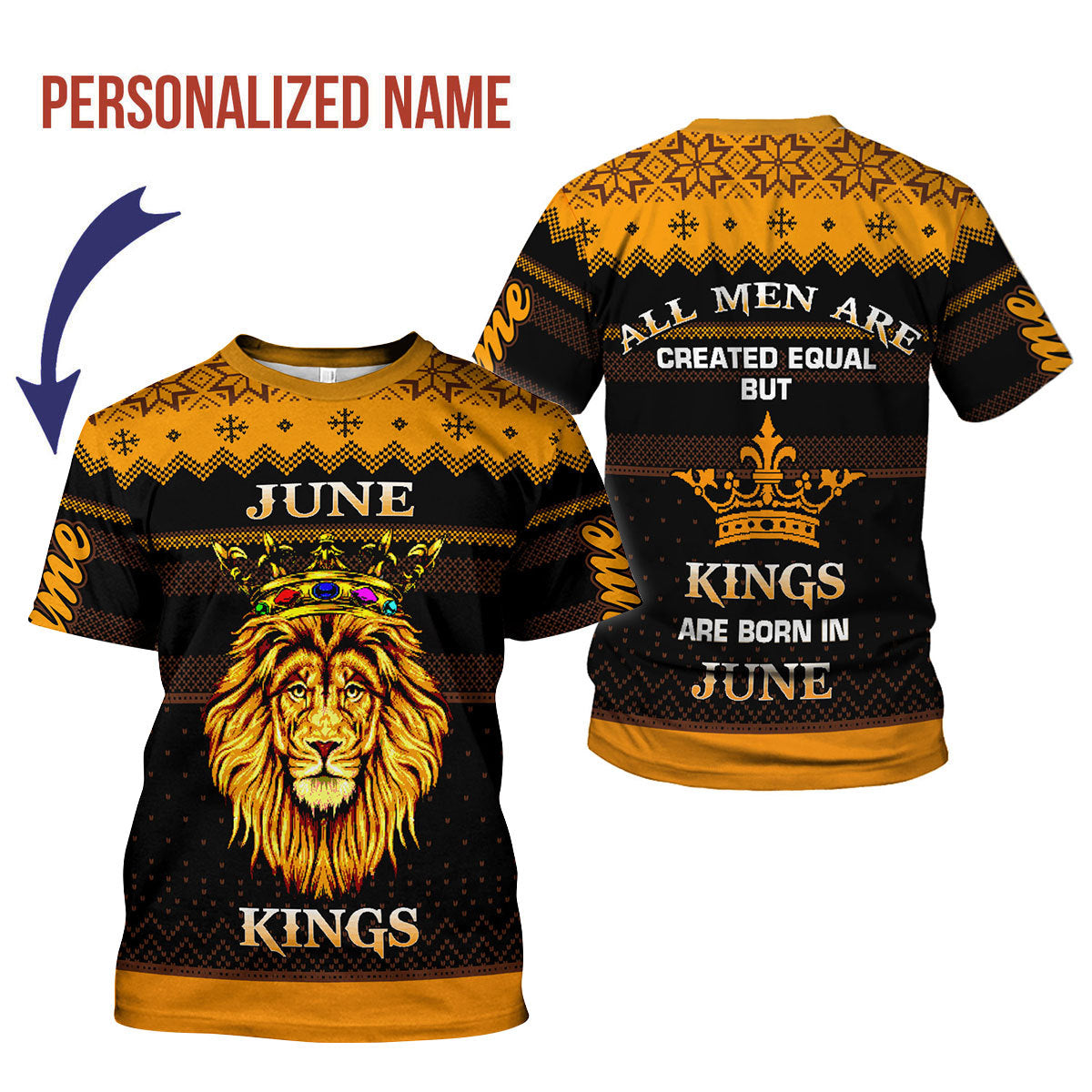 YMskins Personalized T-Shirt June Guy Kings Are Born In June All Over Printed