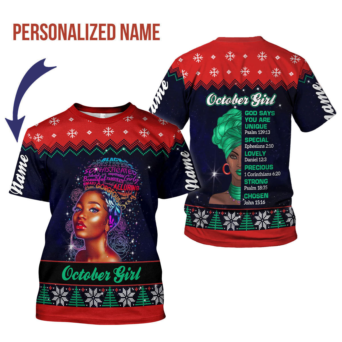 YMskins Personalized T-shirt October Girl All Over Printed