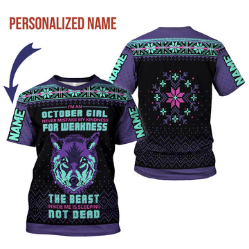 YMskins Personalized T-shirt October Girl All Over Printed