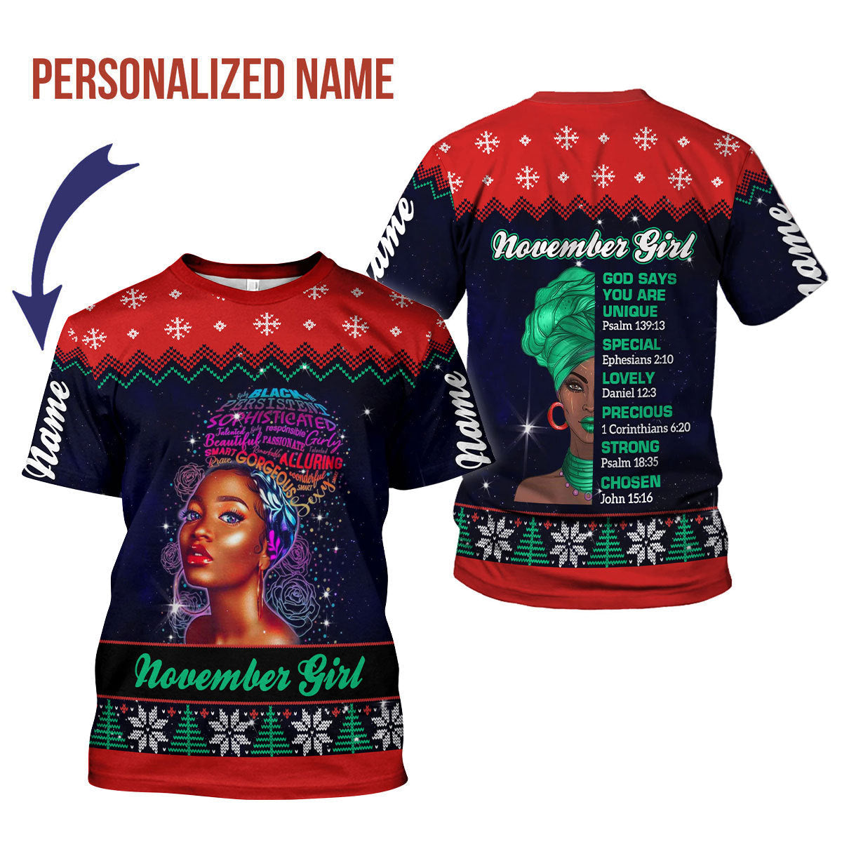YMskins Personalized T-shirt November Girl All Over Printed