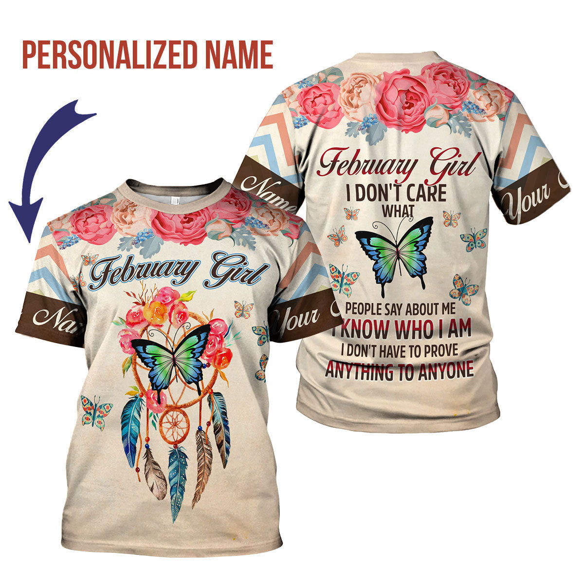 YMskins Personalized T-Shirt February Girl All Over Printed