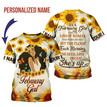 YMskins Personalized T-Shirt February Girl All Over Printed