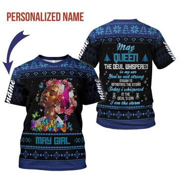 YMskins Personalized T-shirt May Girl I Am The Storm All Over Printed