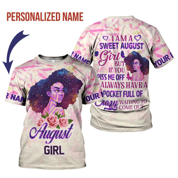 YMskins Personalized T-Shirt August Girl All Over Printed