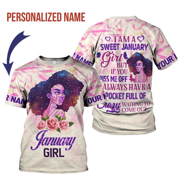 YMskins Personalized T-Shirt January Girl All Over Printed