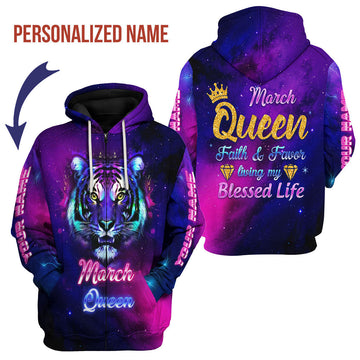 YMskins Personalized Zip Hoodie March Queen All Over Printed