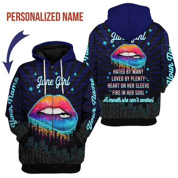 YMskins Personalized Zip Hoodie June Girl All Over Printed