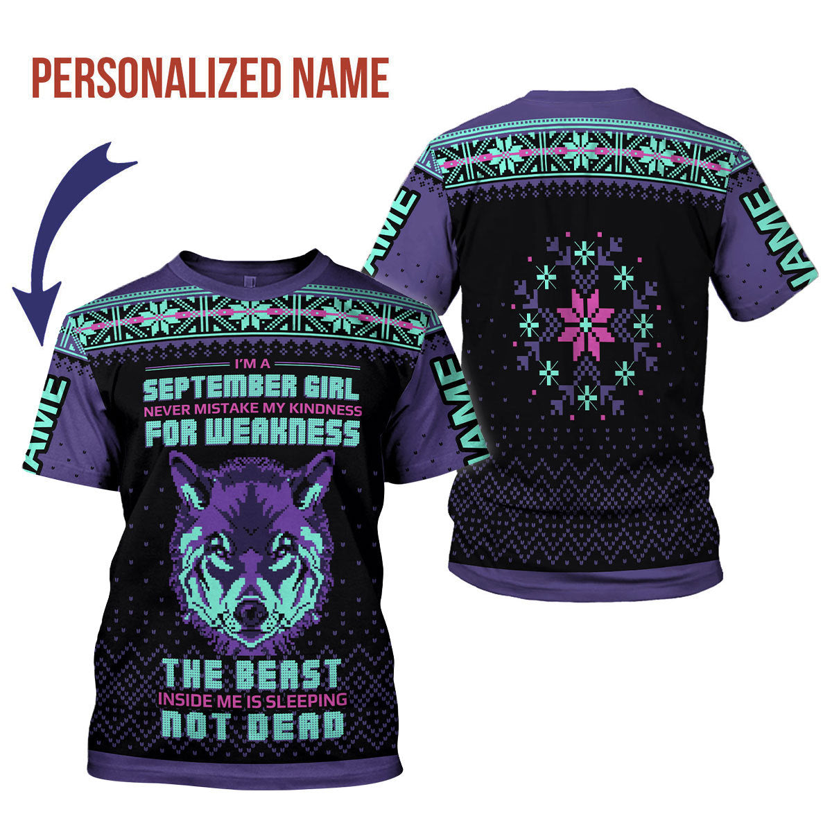 YMskins Personalized T-shirt September Girl All Over Printed