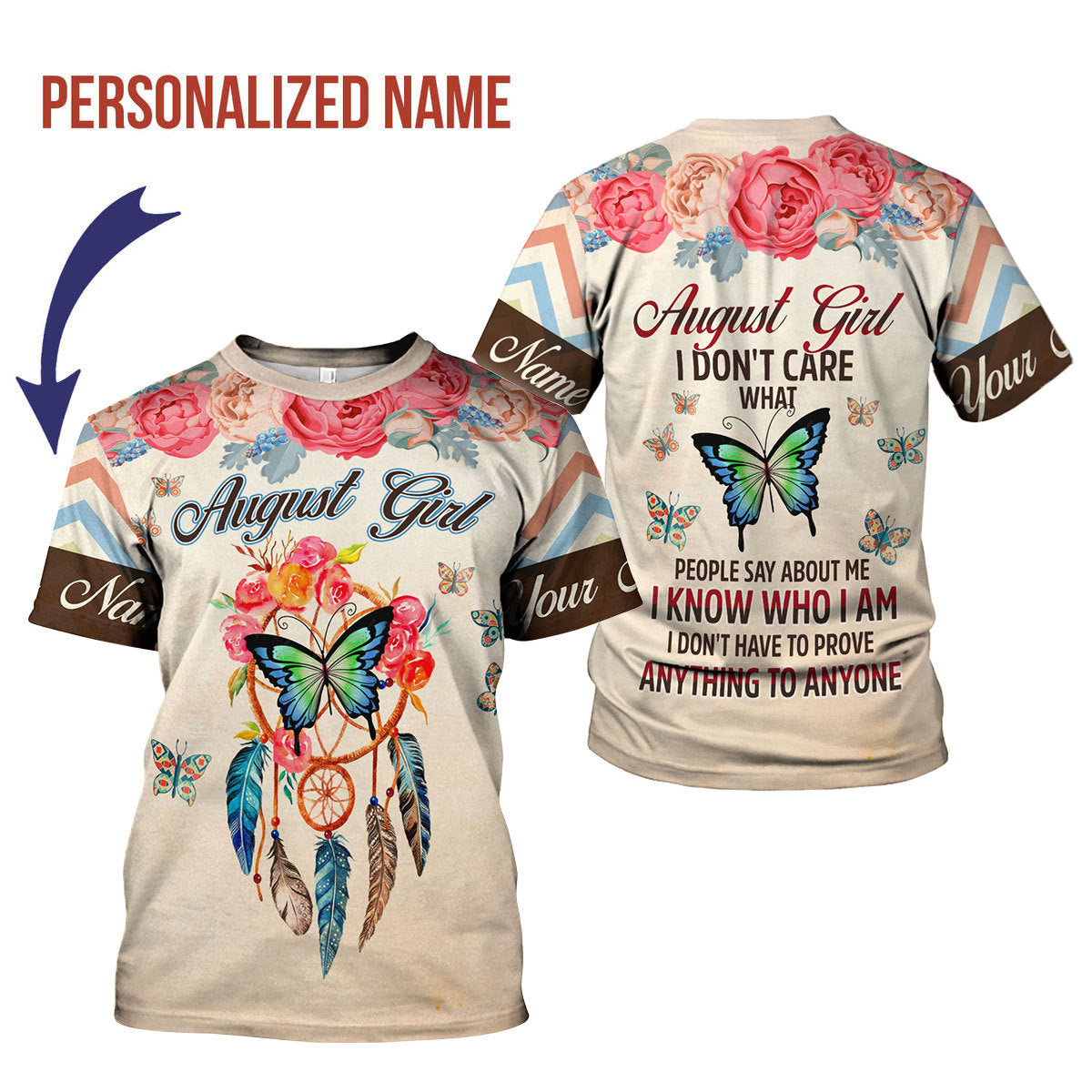 YMskins Personalized T-Shirt August Girl All Over Printed