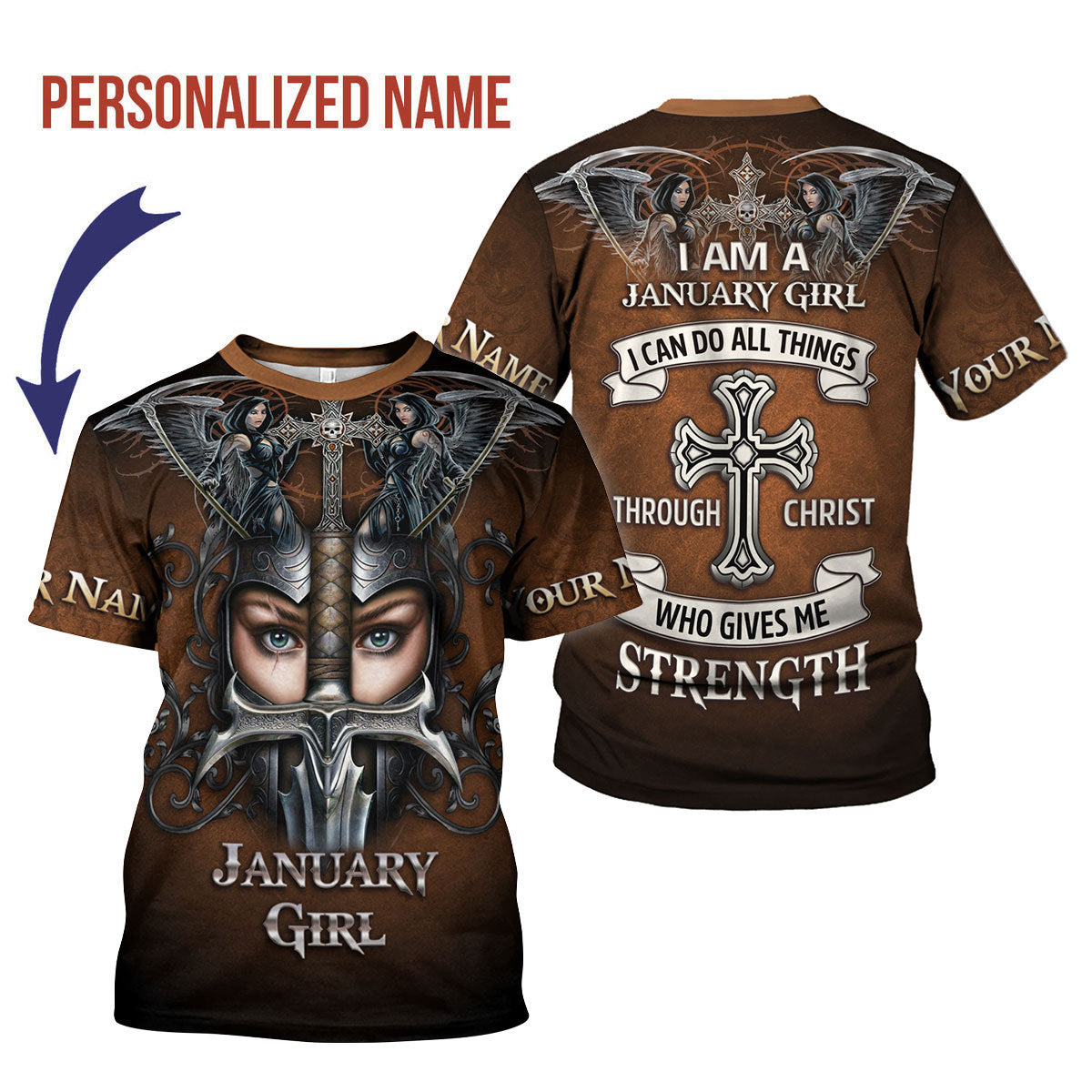 YMskins Personalized T-Shirt January Girl All Over Printed