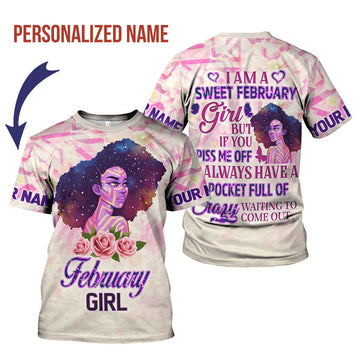 YMskins Personalized T-Shirt February Girl All Over Printed