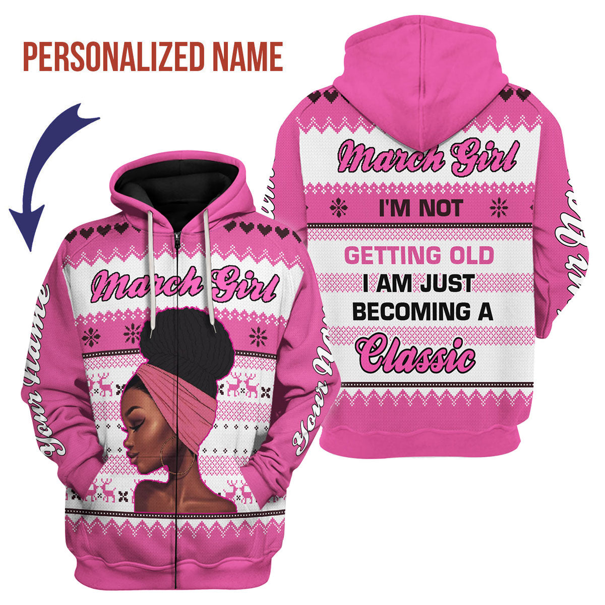 YMskins Personalized Zip Hoodie March Girl All Over Printed