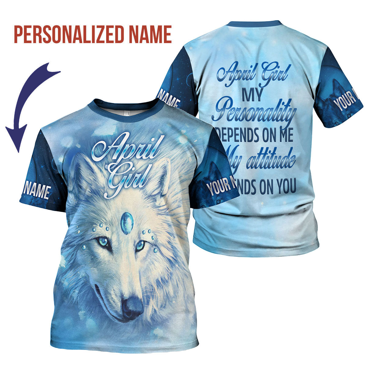 YMskins Personalized T-Shirt April Girl All Over Printed