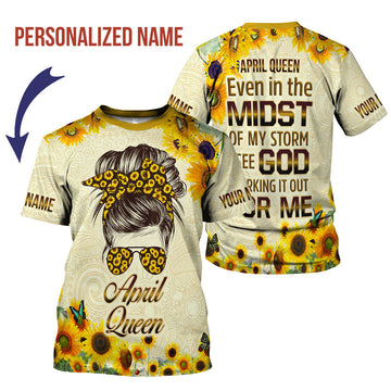 YMskins Personalized T-Shirt April Queen All Over Printed