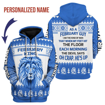YMskins Personalized Zip Hoodie February King All Over Printed