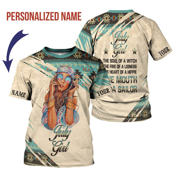 YMskins Personalized T-Shirt July Girl All Over Printed