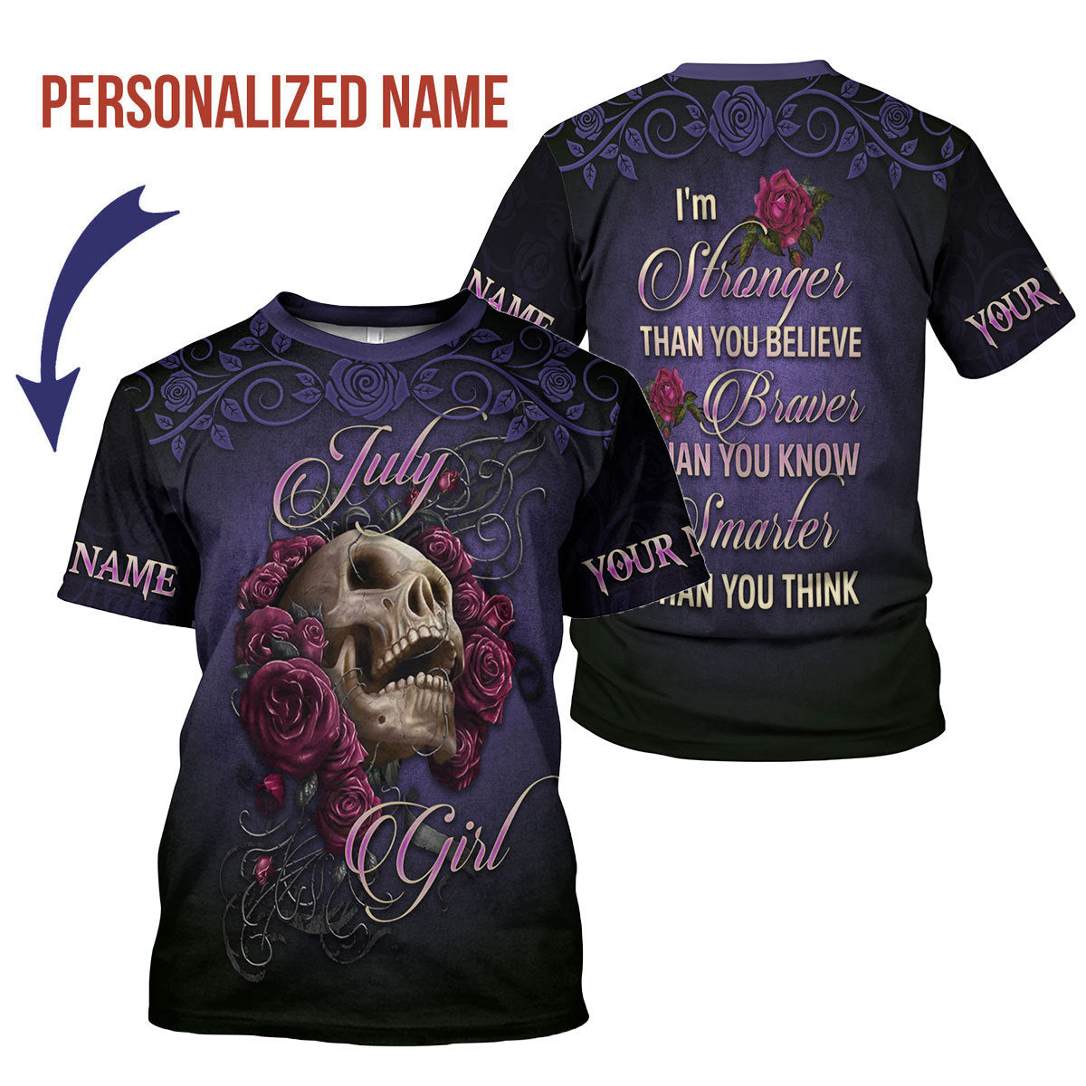 YMskins Personalized T-Shirt I'm A July Girl All Over Printed