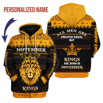 YMskins Personalized Zip Hoodie Kings Are Born In November All Over Printed