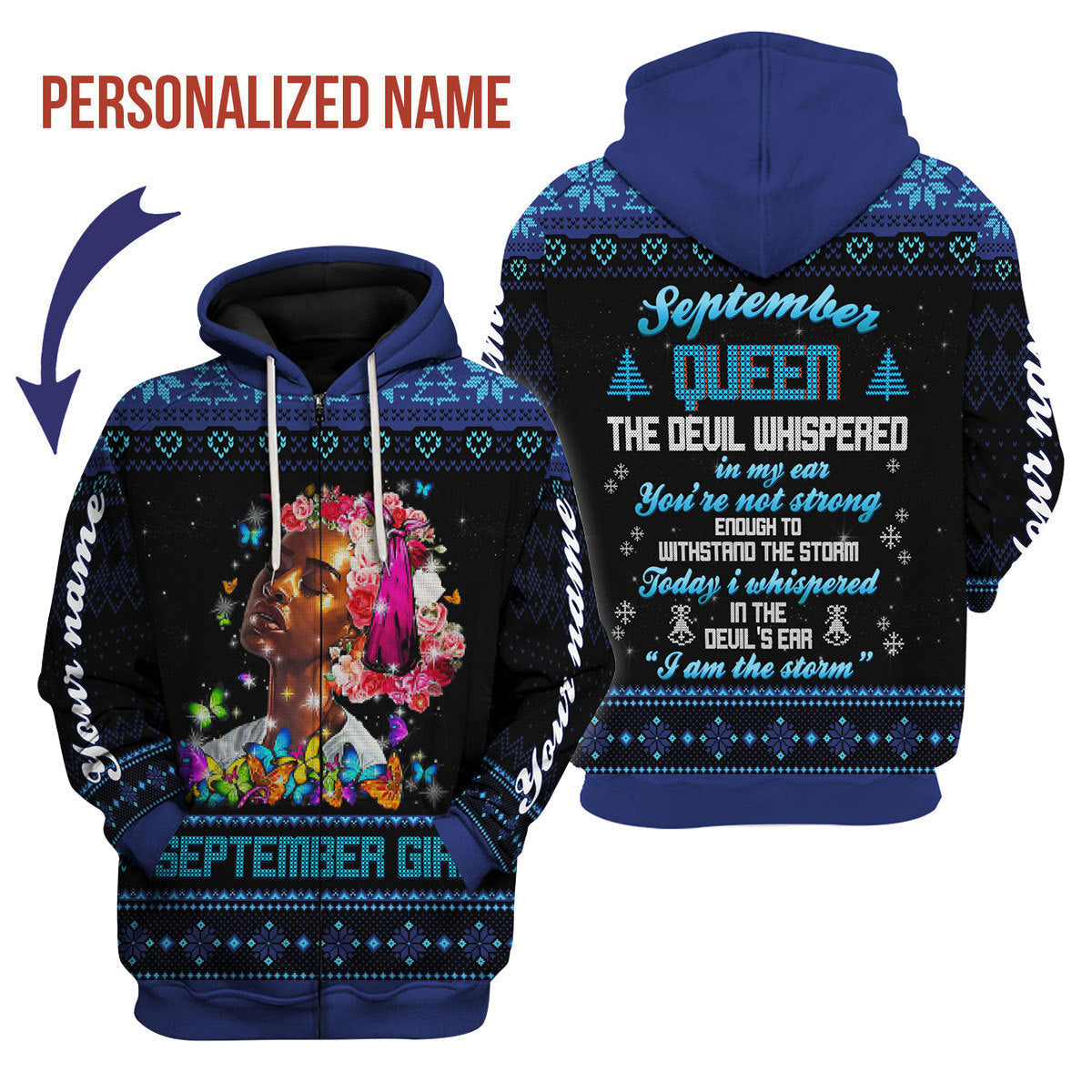 YMskins Personalized Zip Hoodie September Girl I Am The Storm All Over Printed