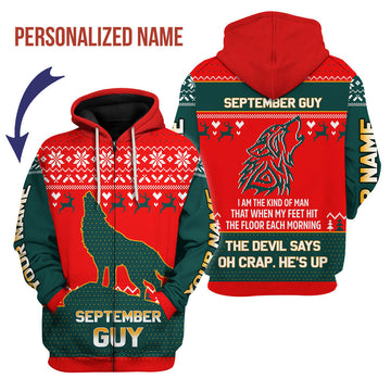 YMskins Personalized Zip Hoodie September Guy All Over Printed