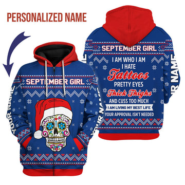 YMskins Personalized Zip Hoodie September Girl I Am Who I Am All Over Printed