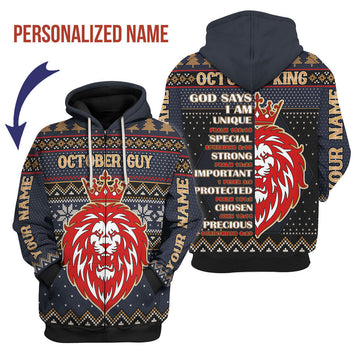 YMskins Personalized Zip Hoodie October King  All Over Printed