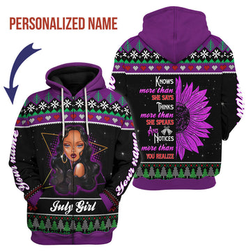 YMskins Personalized Zip Hoodie July Girl All Over Printed