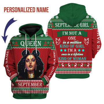 YMskins Personalized Zip Hoodie September Girl All Over Printed