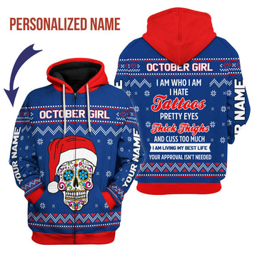 YMskins Personalized Zip Hoodie October Girl I Am Who I Am All Over Printed