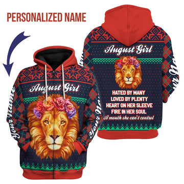 YMskins Personalized Zip Hoodie August Girl All Over Printed