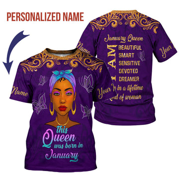 YMskins Personalized T-Shirt January Queen All Over Printed