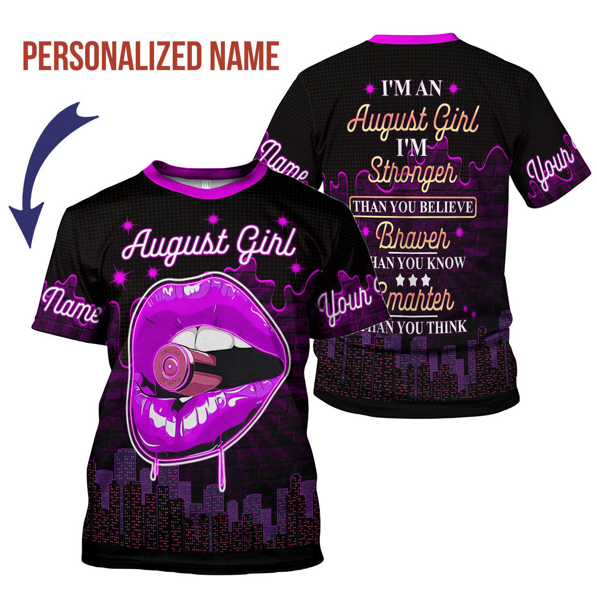 YMskins Personalized T-Shirt I'm An August Girl All Over Printed