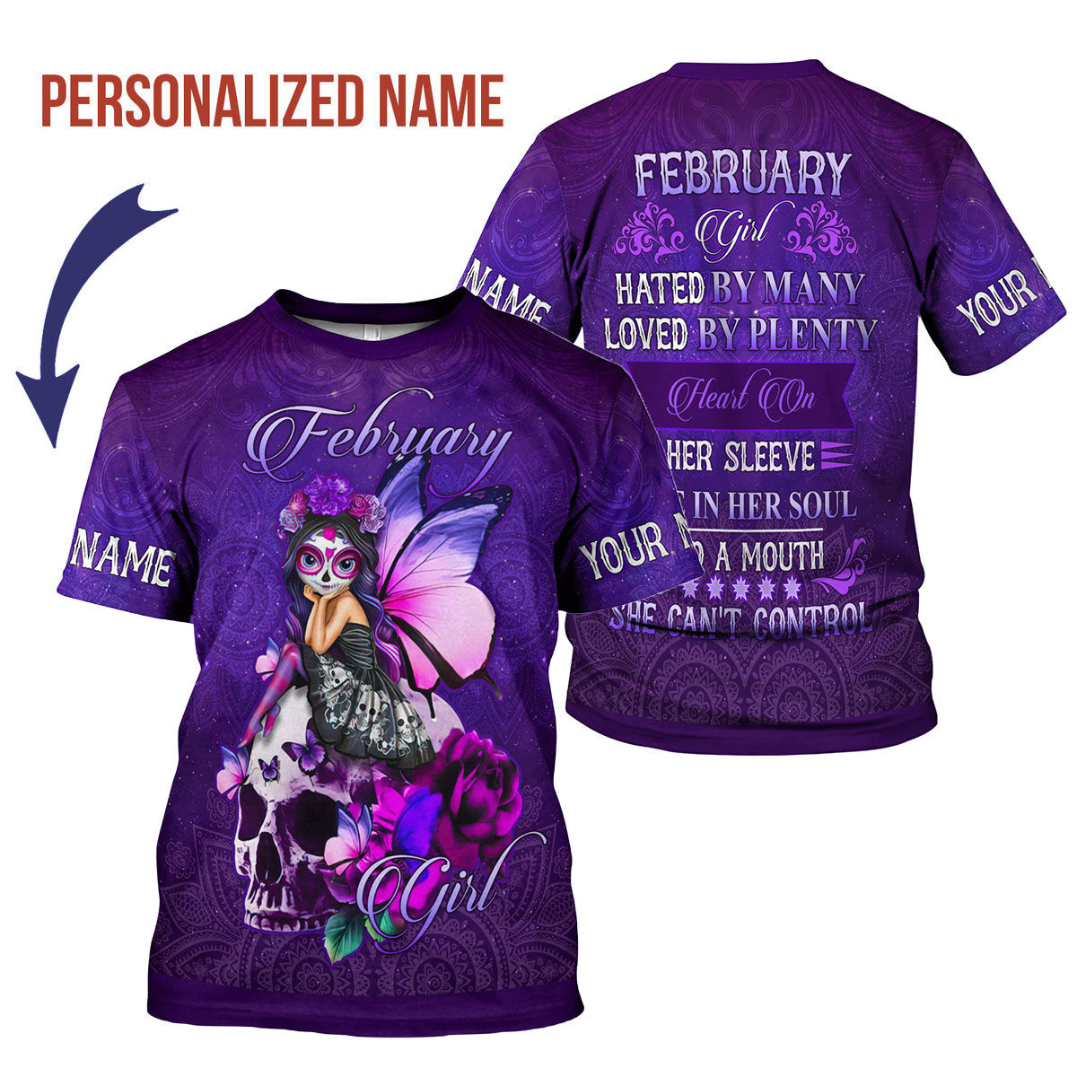 YMskins Personalized T-Shirt February Girl All Over Printed