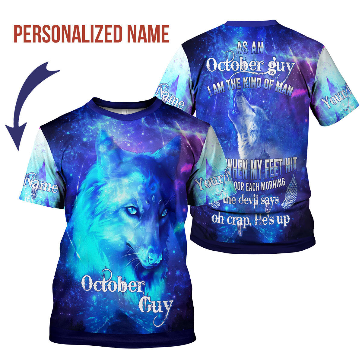 YMskins Personalized T-shirt October Guy He's Up All Over Printed