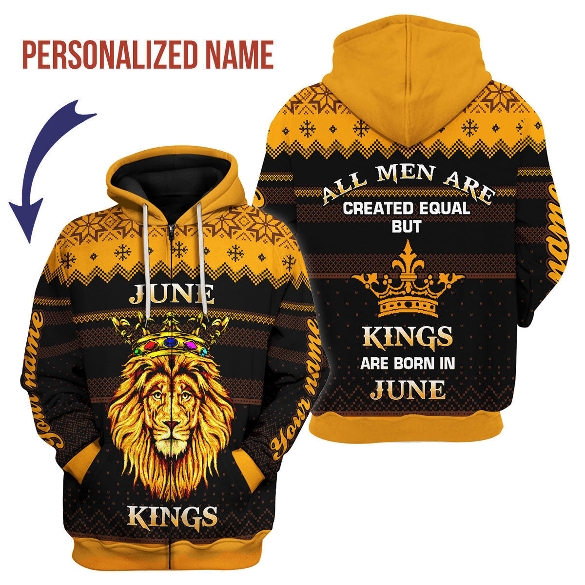 YMskins Personalized Zip Hoodie June Guy Kings Are Born In June All Over Printed