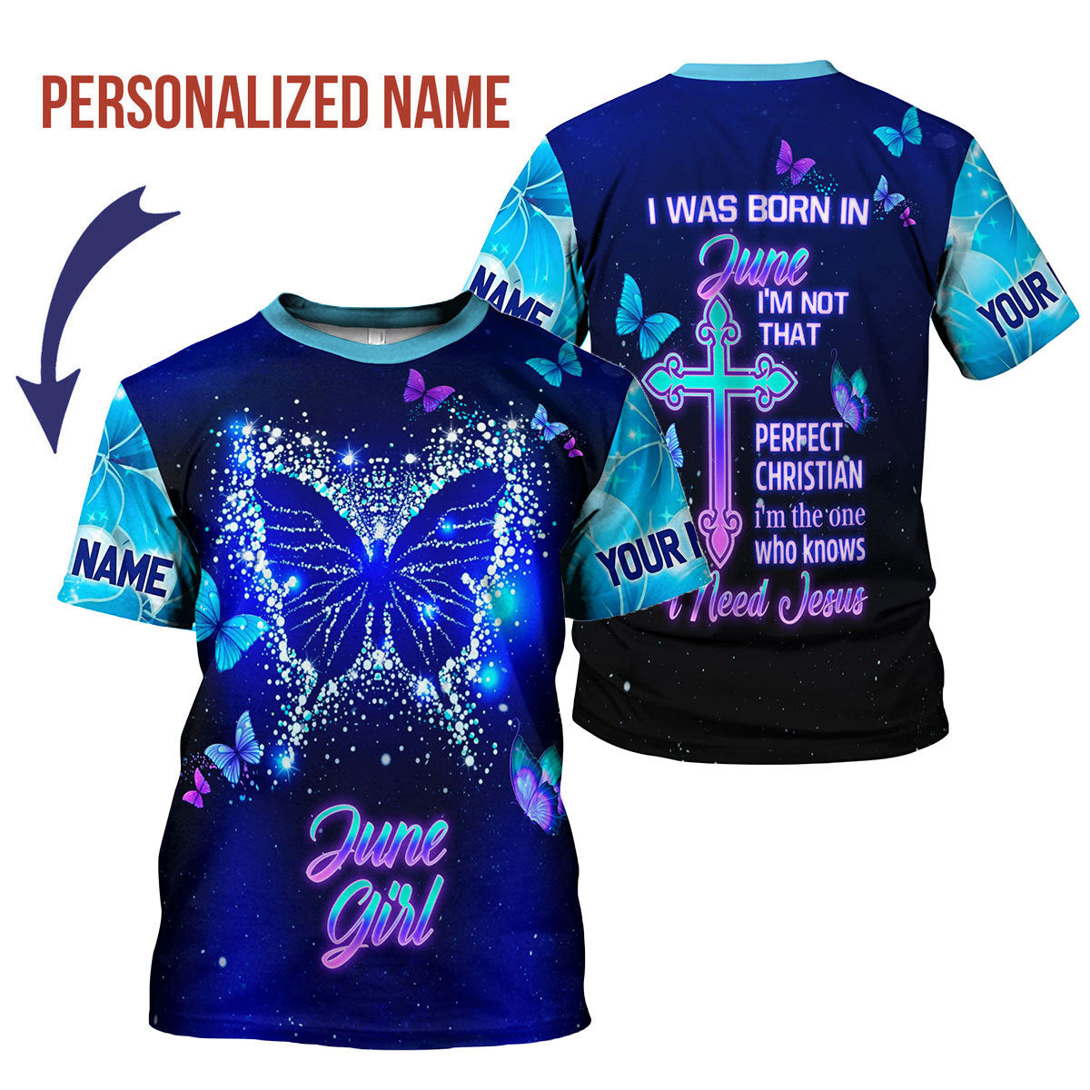 YMskins Personalized T-Shirt June Girl All Over Printed