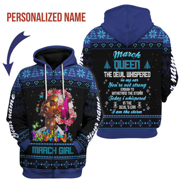 YMskins Personalized Zip Hoodie March Girl I Am The Storm All Over Printed
