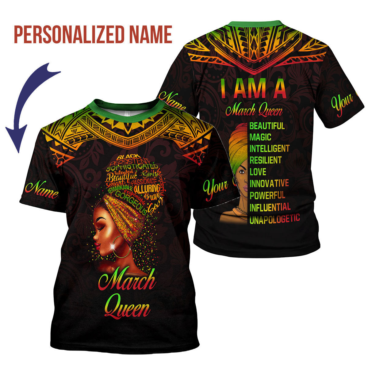 YMskins Personalized T-Shirt March Queen All Over Printed