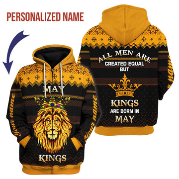 YMskins Personalized Zip Hoodie May Guy Kings Are Born In May All Over Printed