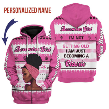 YMskins Personalized Zip Hoodie December Girl All Over Printed