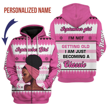 YMskins Personalized Zip Hoodie September Girl All Over Printed