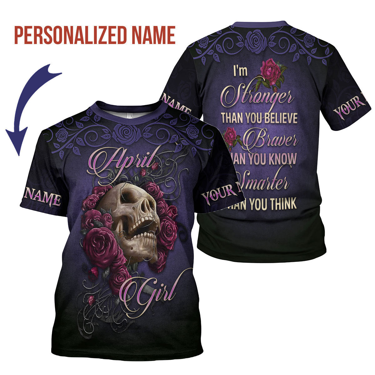 YMskins Personalized T-Shirt I'm An April Girl All Over Printed