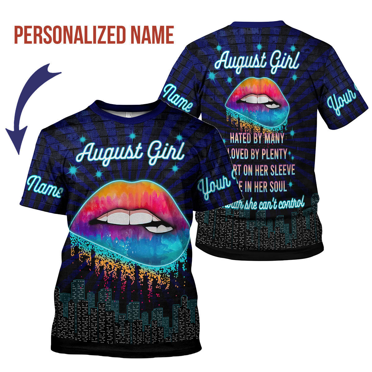 YMskins Personalized T-Shirt August Girl All Over Printed