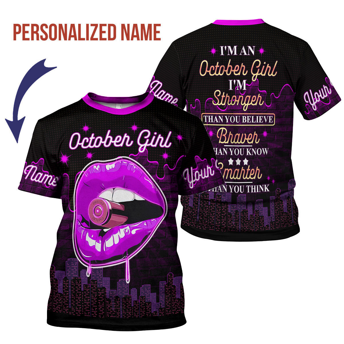 YMskins Personalized T-shirt I'm An October Girl All Over Printed