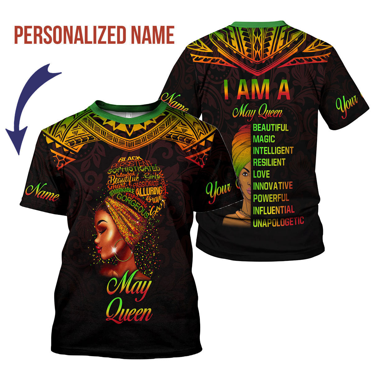 YMskins Personalized T-Shirt May Queen All Over Printed