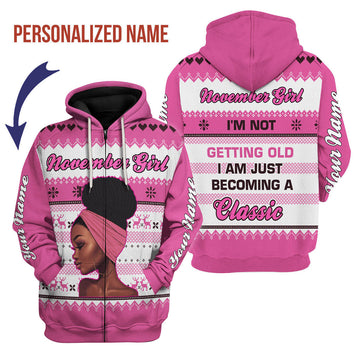 YMskins Personalized Zip Hoodie November Girl All Over Printed